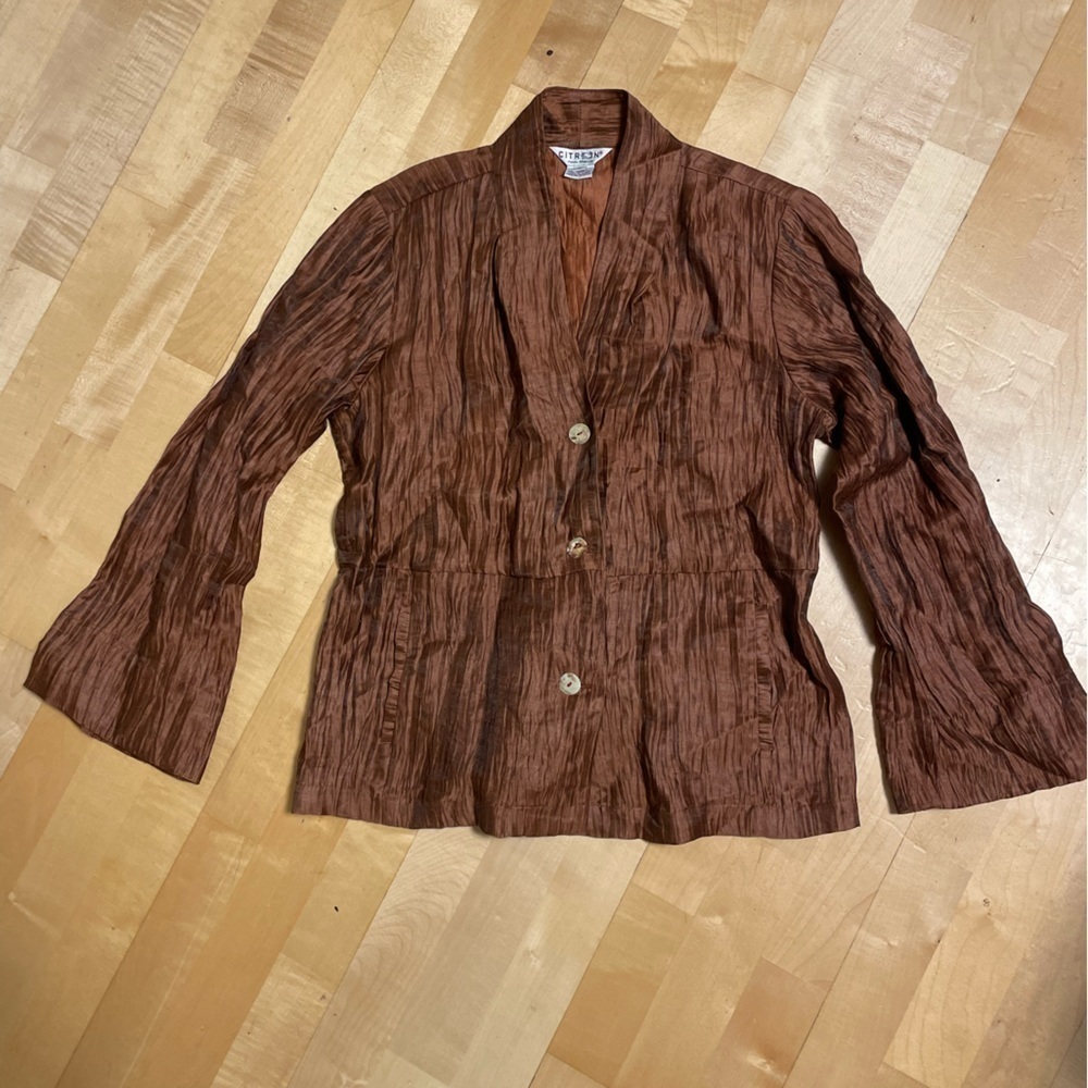 Citron Crinkle Linen Button Down Shirt